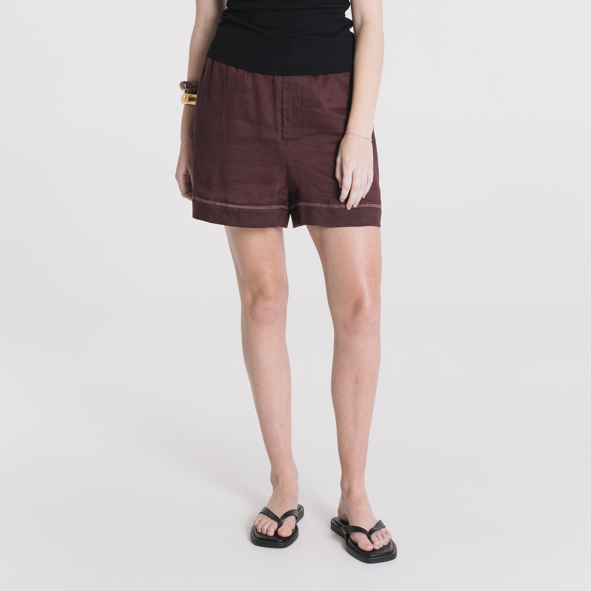 Morgan Linen Short - Cocoa