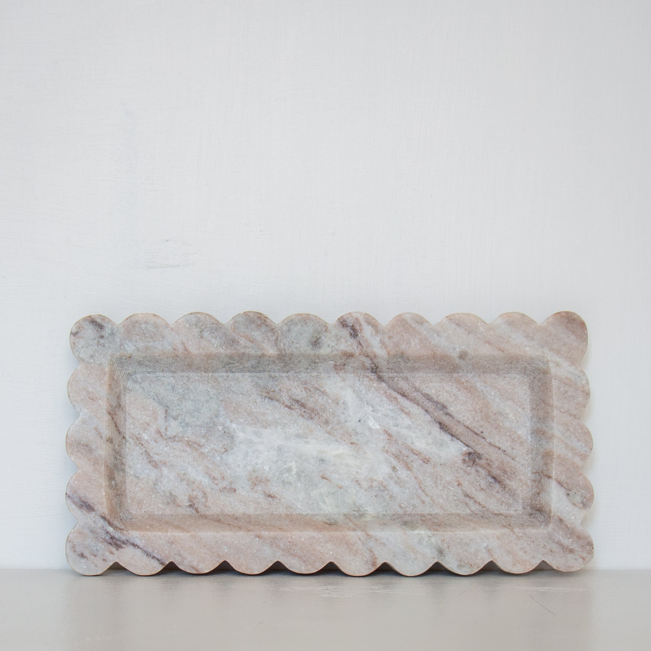 Scallop Marble Tray - Grey Marble