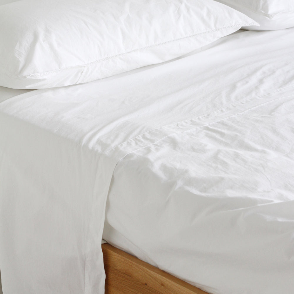 Stonewash Cotton Flat Sheet - White