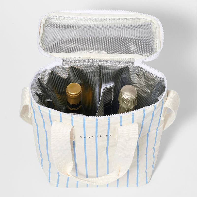Drinks Cooler Bag - Blue/Cream