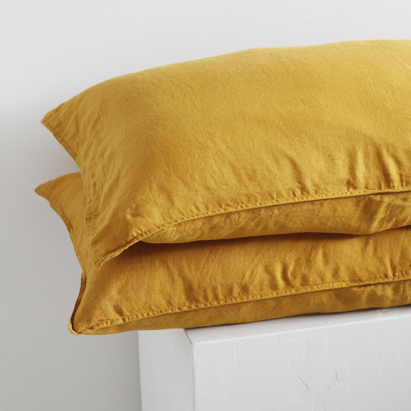 A&C Flax Linen Pillowcase Pair - Sunshine