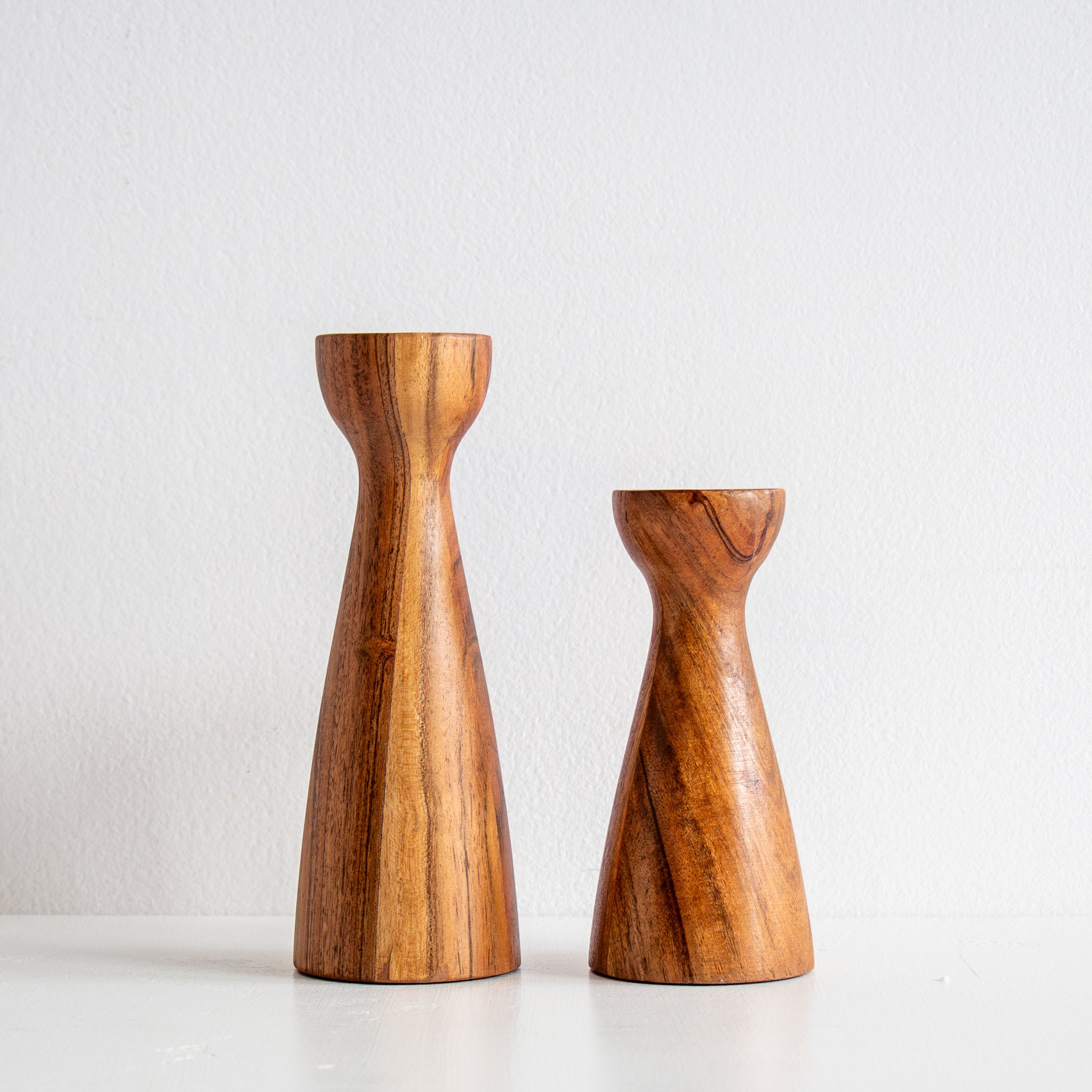 Tane Wood Candleholder  - Set of two