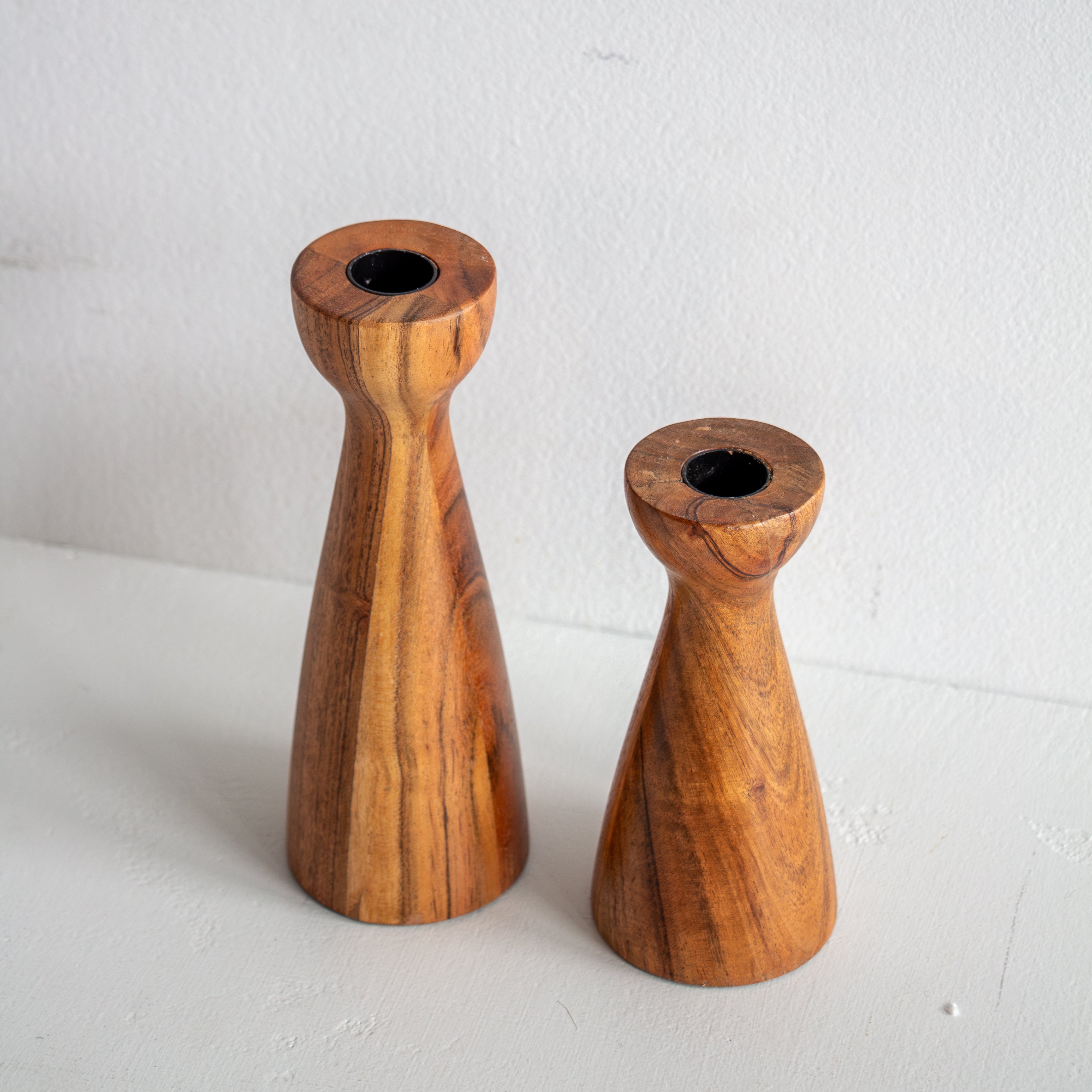 Tane Wood Candleholder  - Set of two