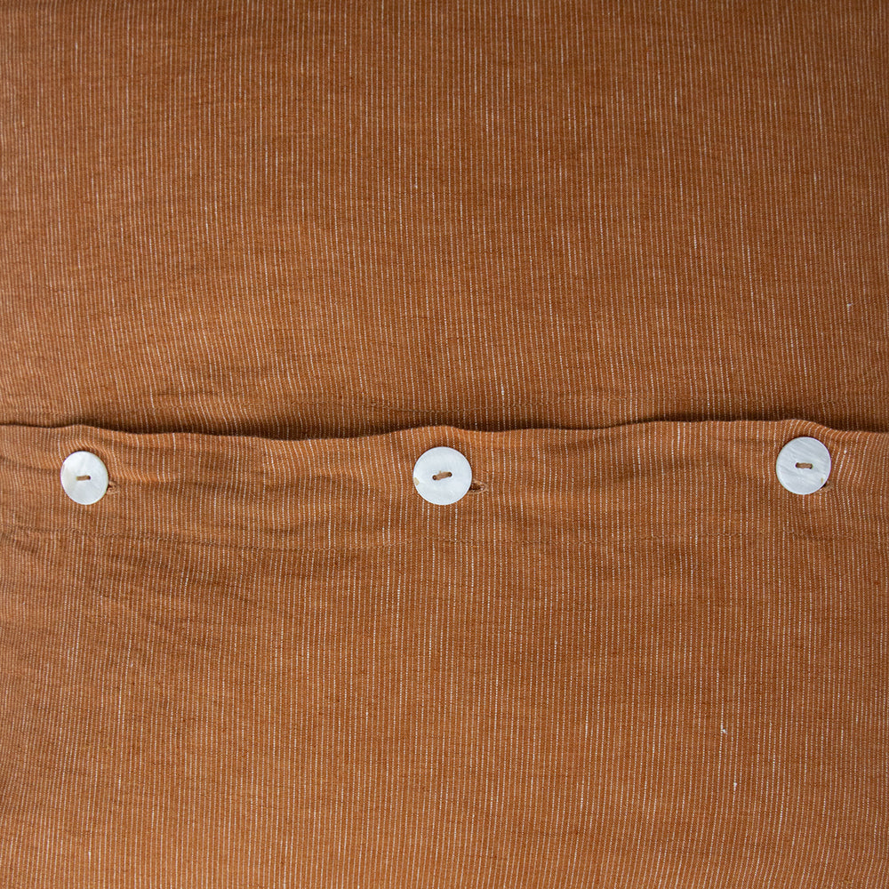Linen Euro Pillowcase - Toffee Pinstripe