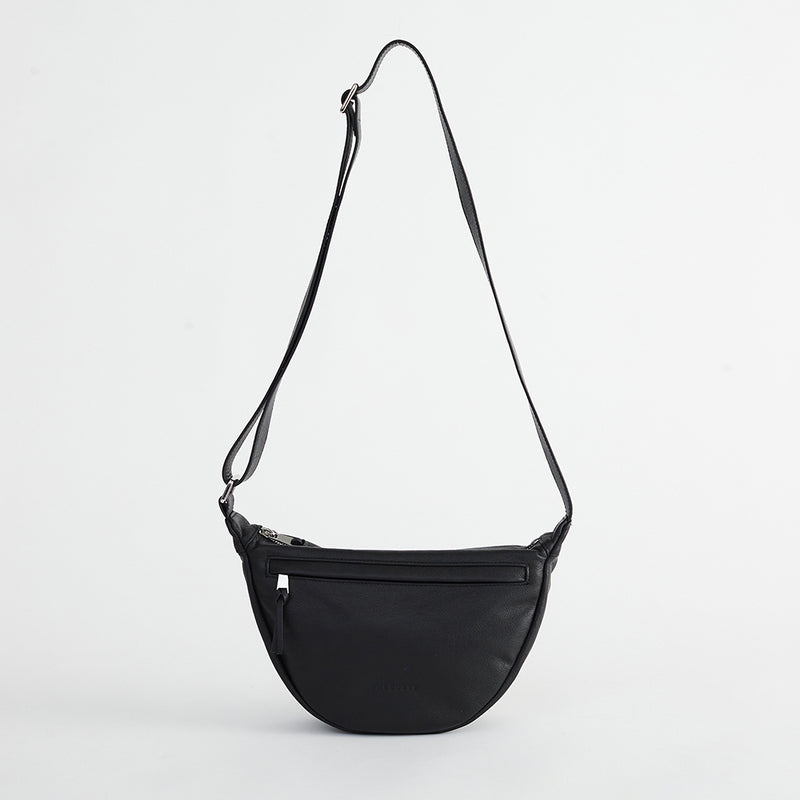 Leather Sporty Cross Body - Black