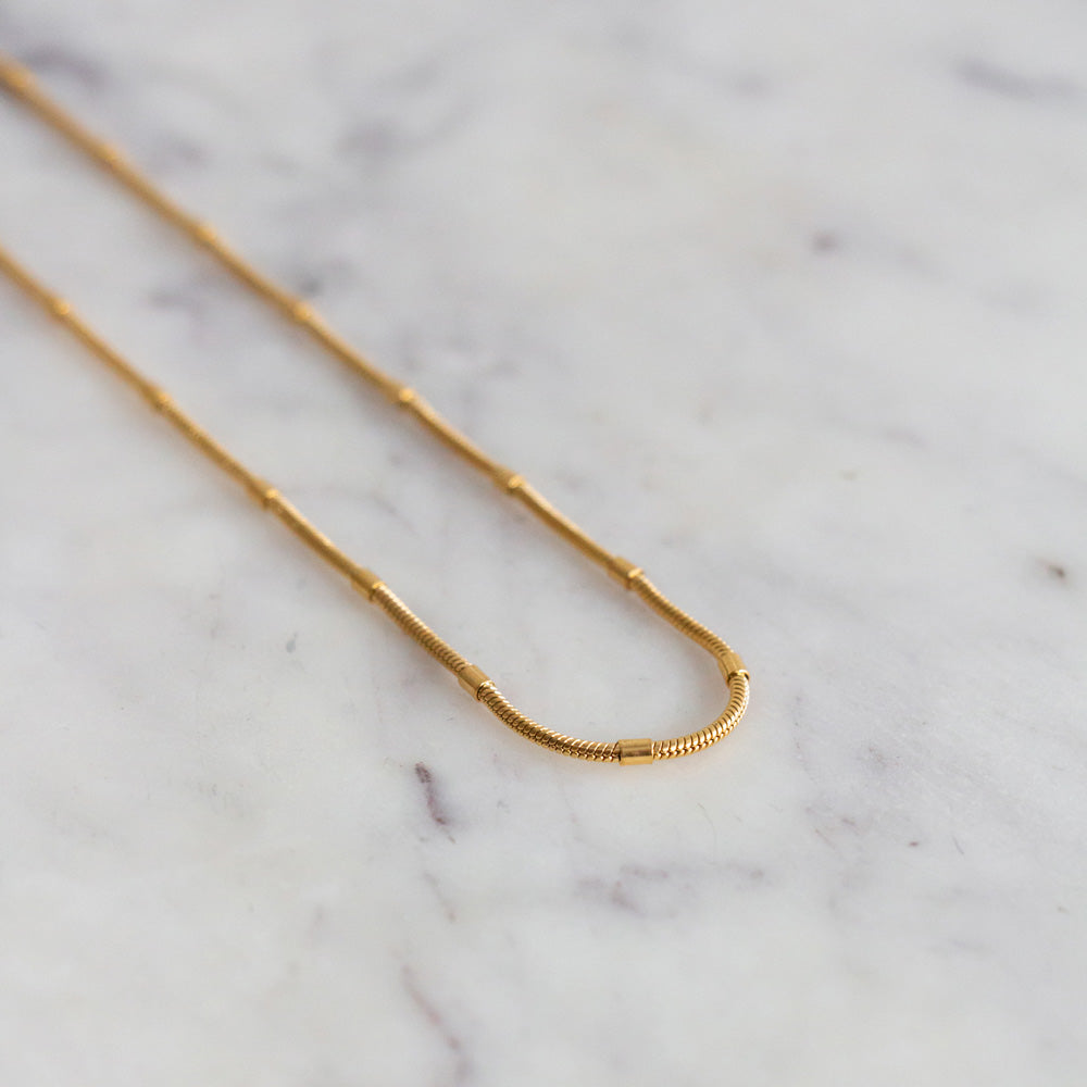 Tube Bead Necklace - Gold