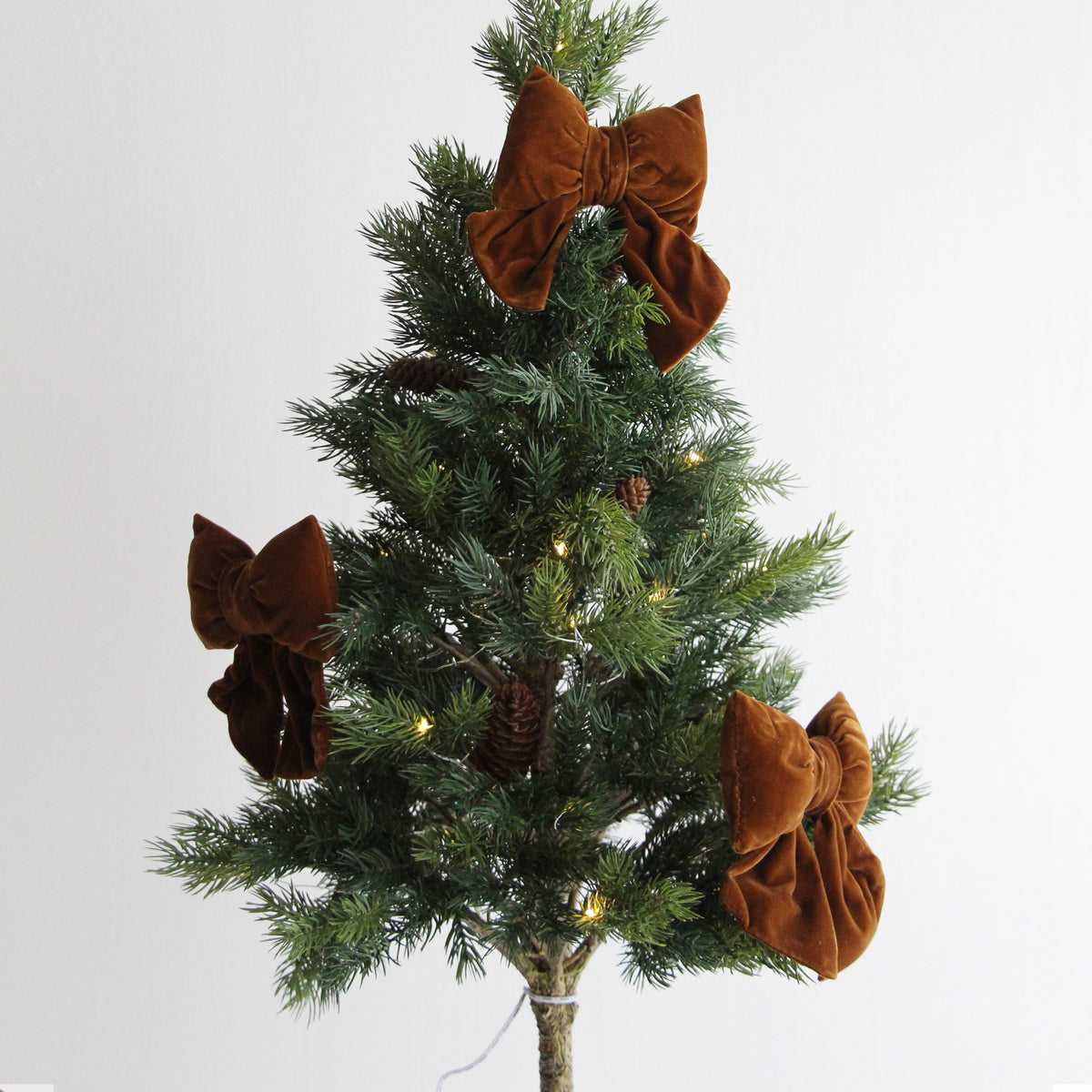 Velvet Bow with Clip - Tobacco