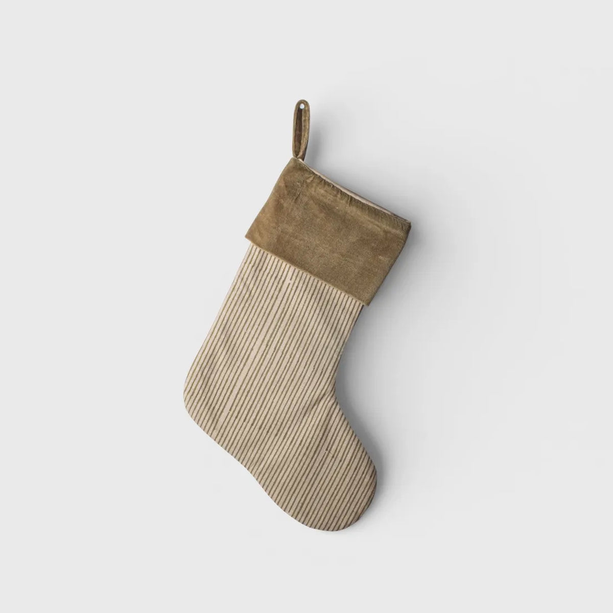 Velvet Christmas Stocking - Forest Stripe