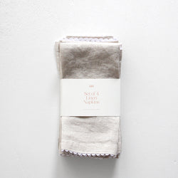 Wavy Linen Napkin Set/4 - Oatmeal