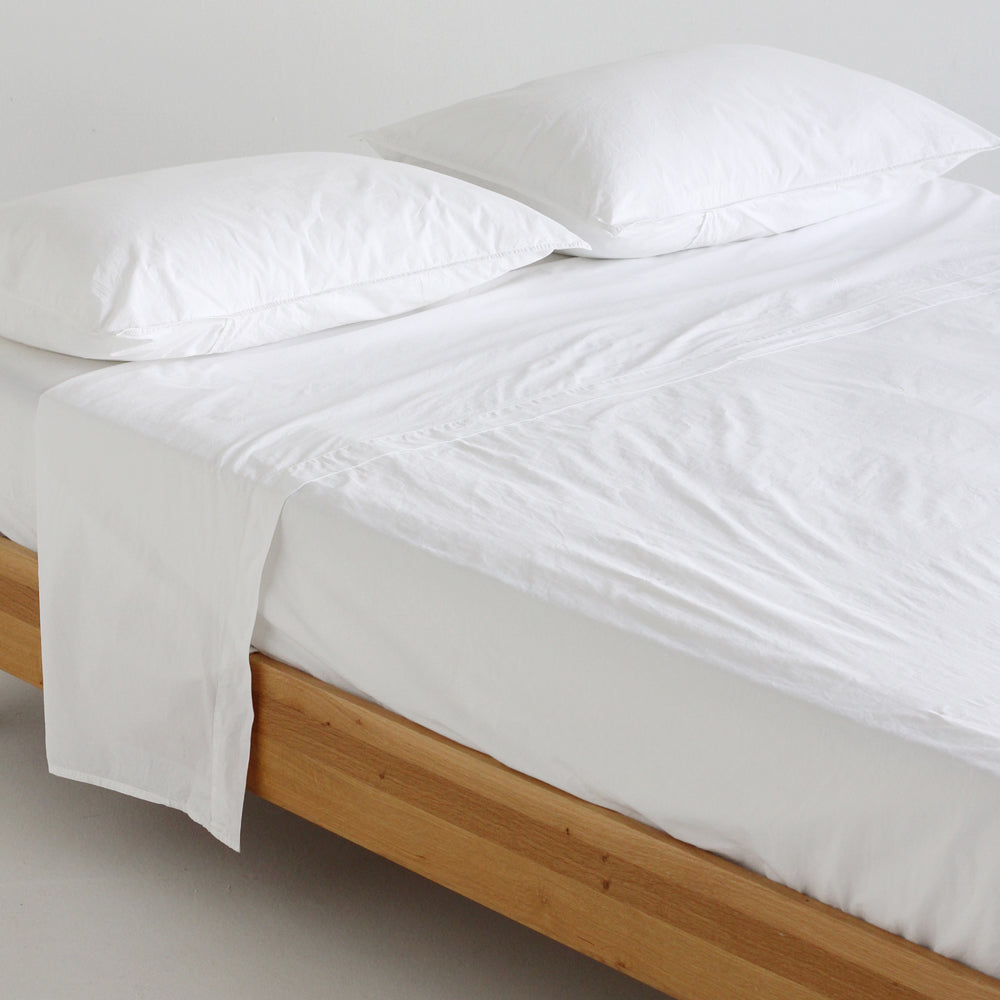 Stonewash Cotton Flat Sheet- White