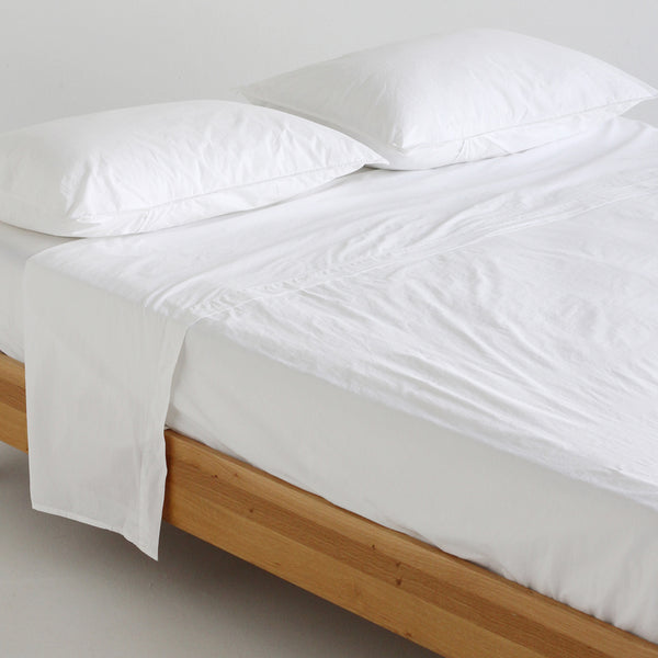 A&C Stonewash Cotton Flat Sheet- White