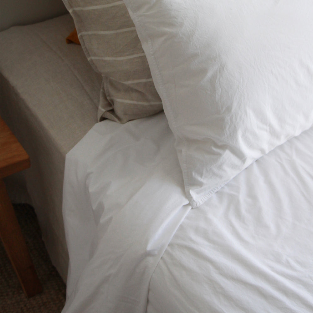 Stonewash Cotton Duvet Set - White, King Single