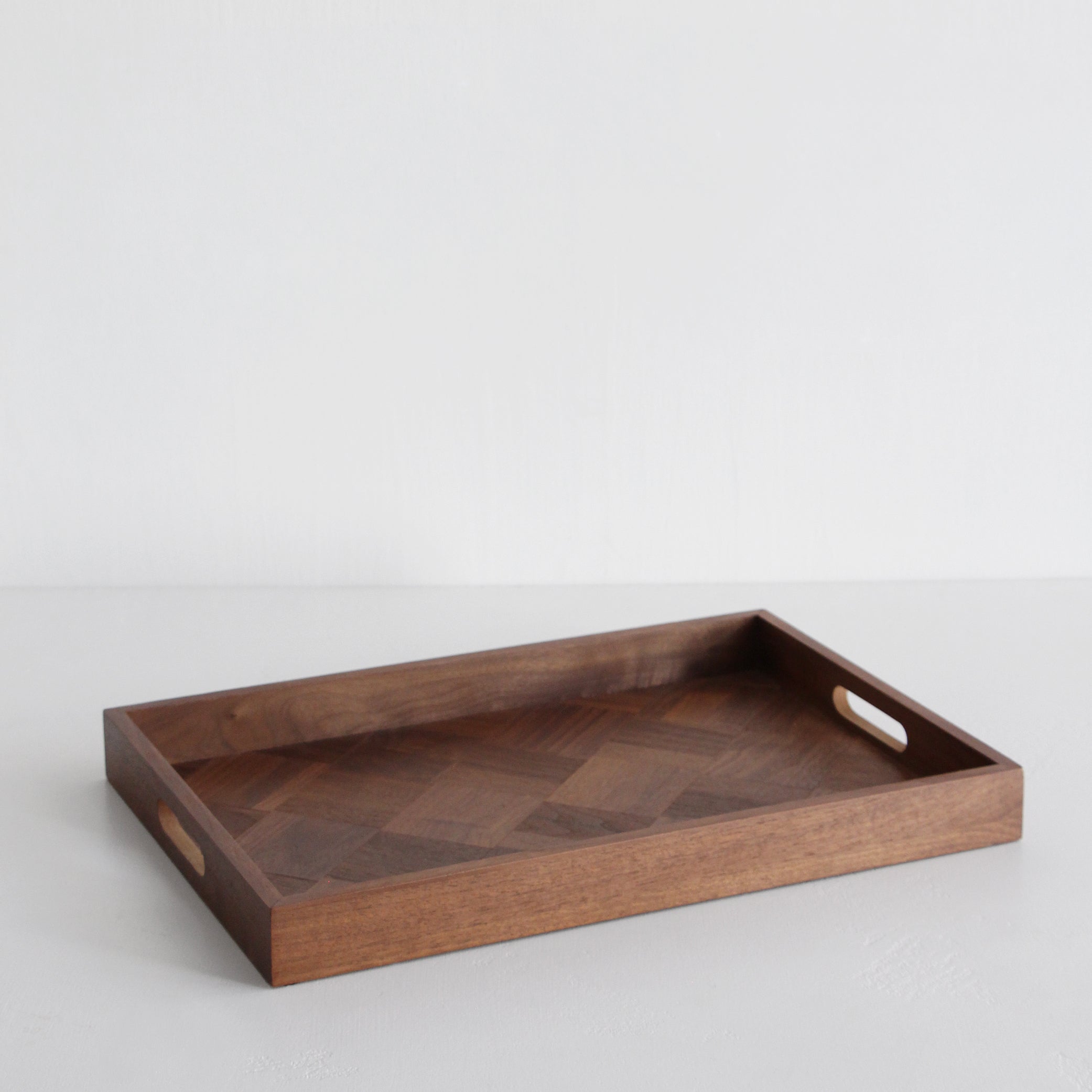 Parquetry Walnut Wood Tray - Large