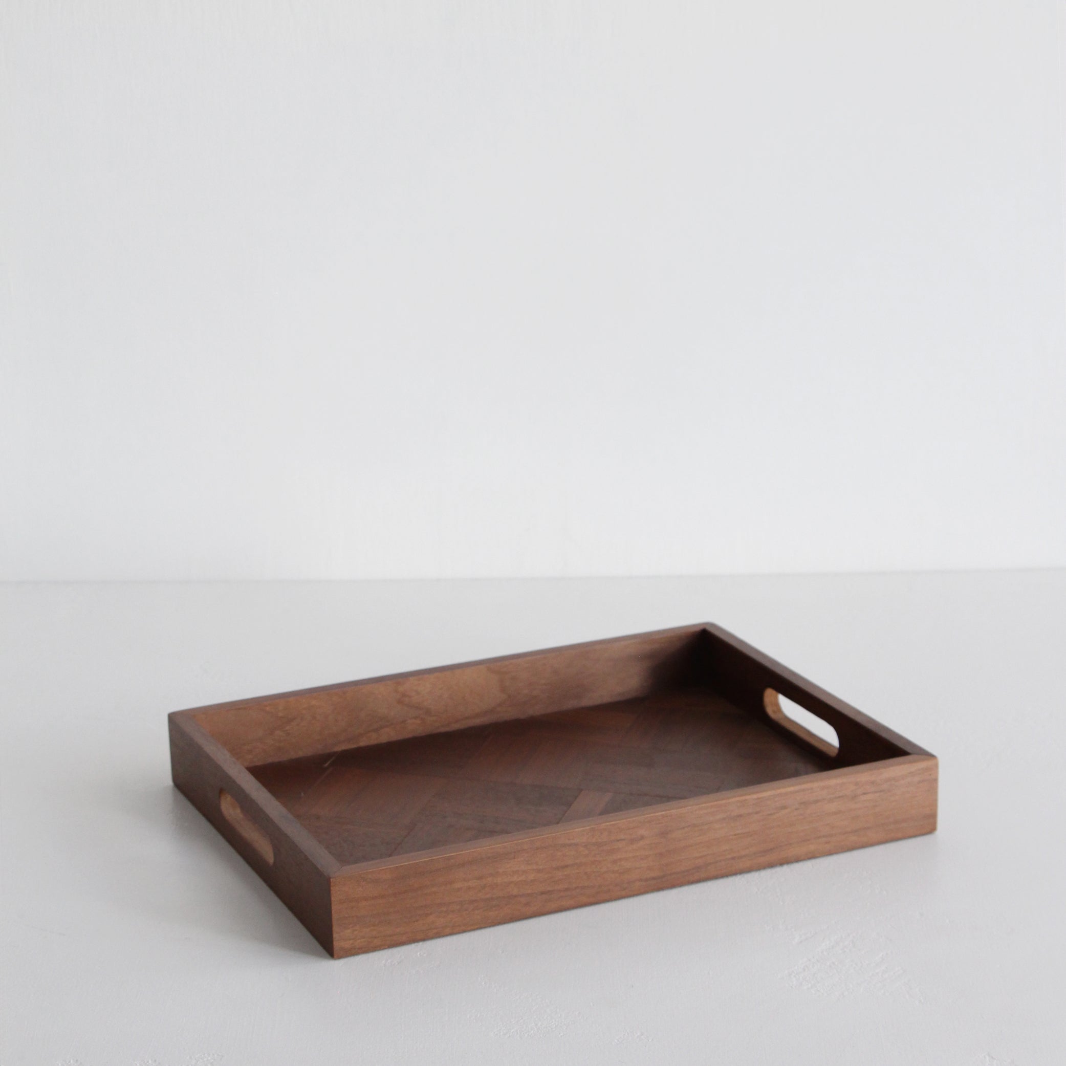Parquetry Walnut Wood Tray - Medium