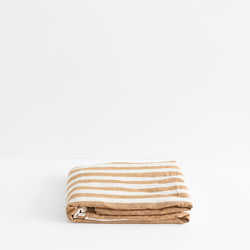 A&C Flax Linen Flat Sheet - Toffee Wide Stripe