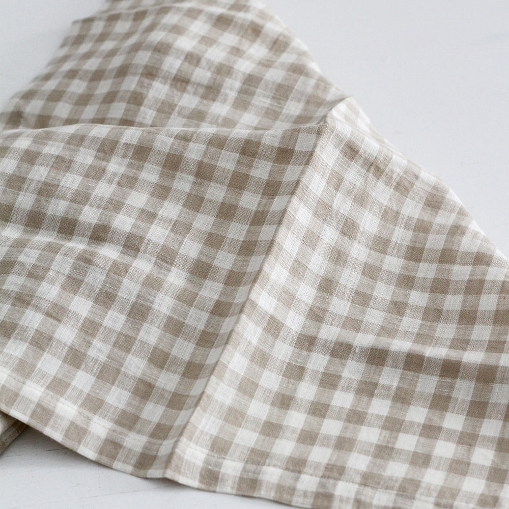 Linen Napkins Set of 4 - Natural Small Gingham