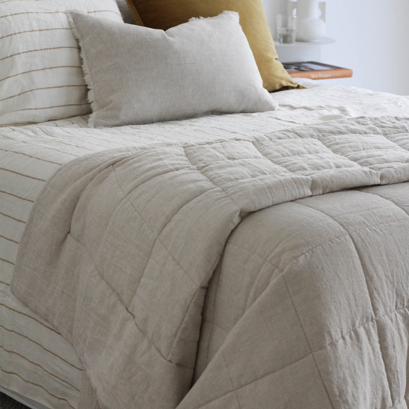 Linen Quilted Bedcover - Oatmeal