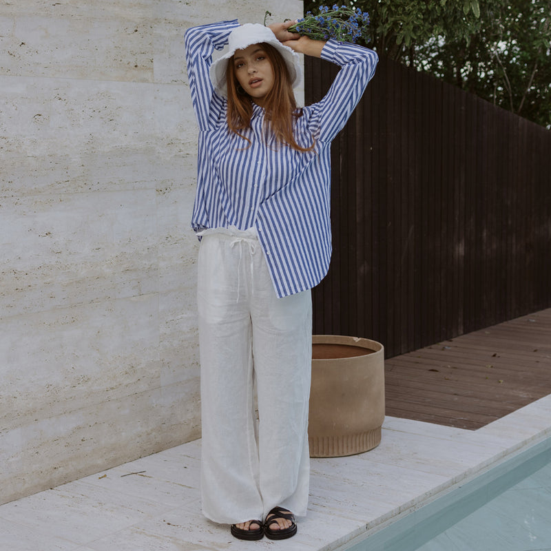 Amy Linen Beach Pant - Ivory