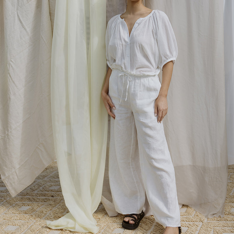 Amy Linen Beach Pant - Ivory