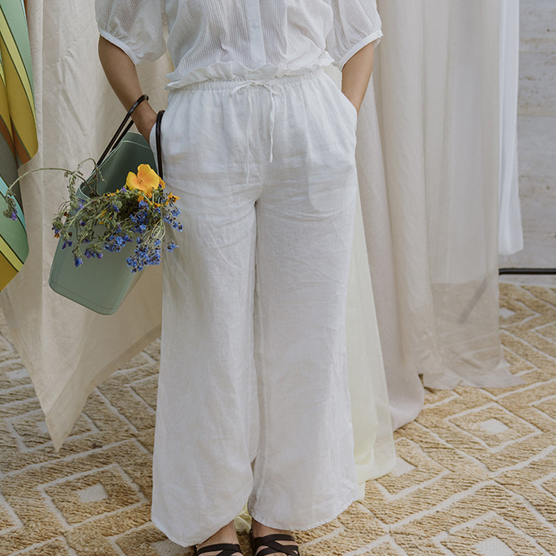 Amy Linen Beach Pant - Ivory