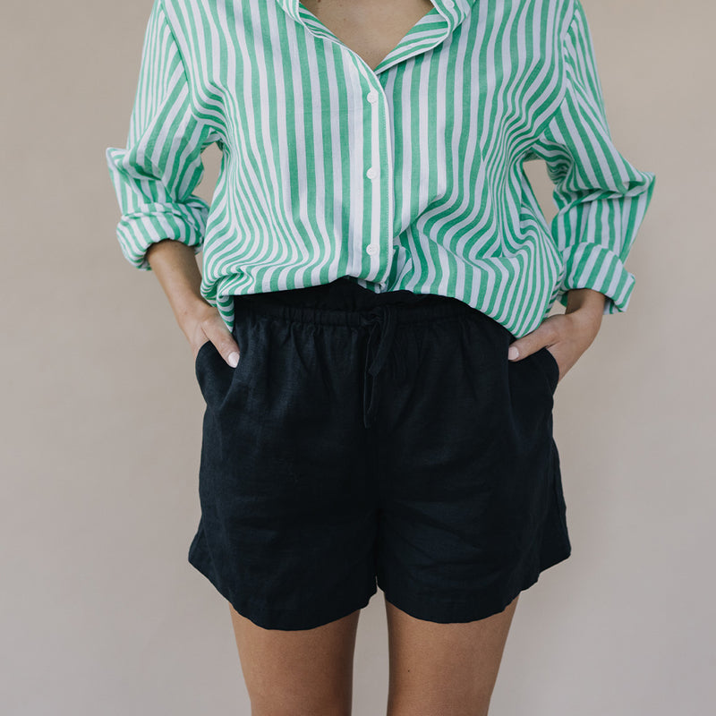 Amy Linen Shorts - Black