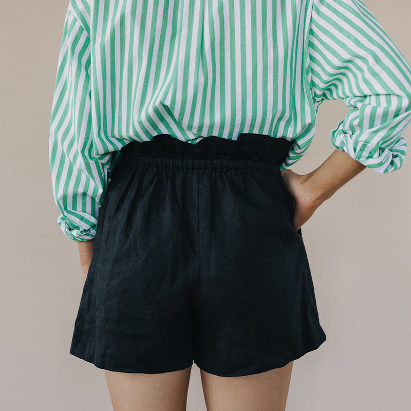 Amy Linen Shorts - Black