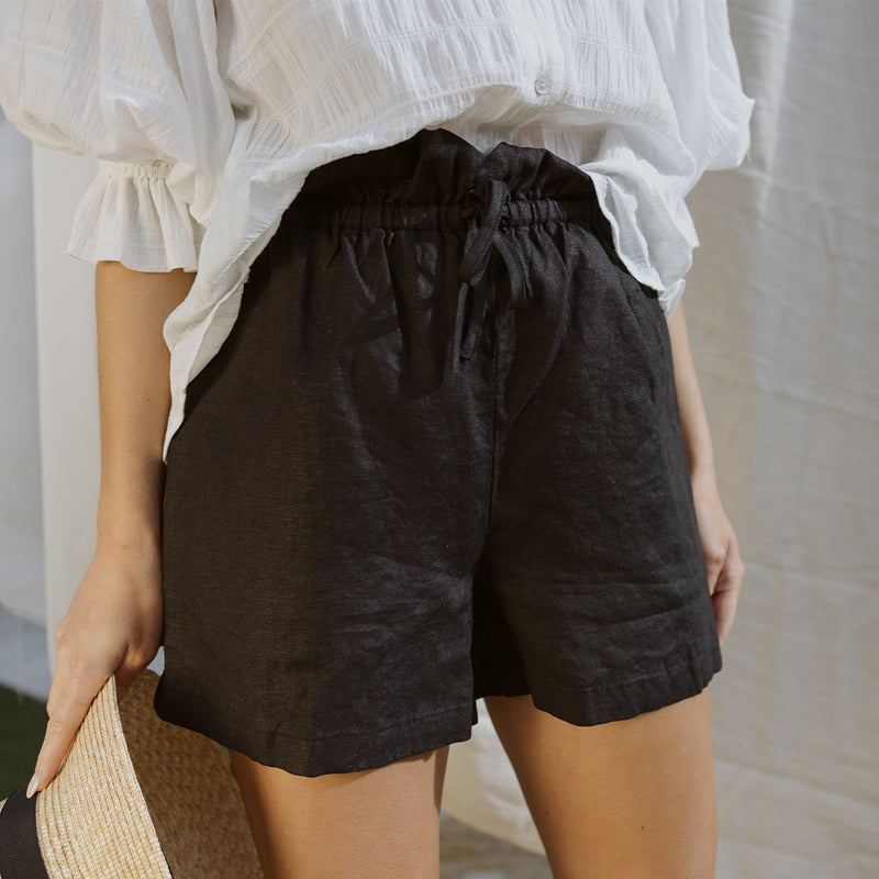 Amy Linen Shorts - Black