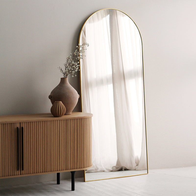 Bjorn Arch Floor Mirror - Brass