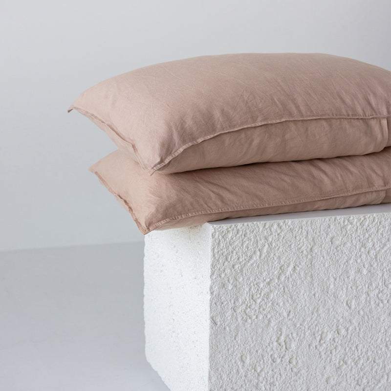 A&C Flax Linen Pillowcases - Cameo