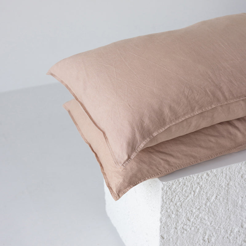 A&C Flax Linen Pillowcases - Cameo