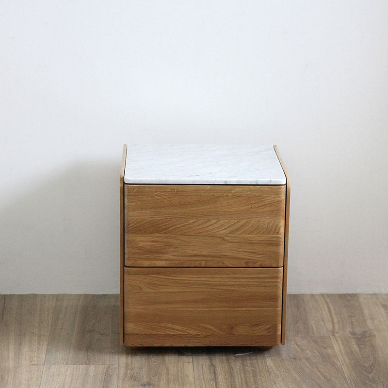 Carter Oak Bedside Table- Marble top