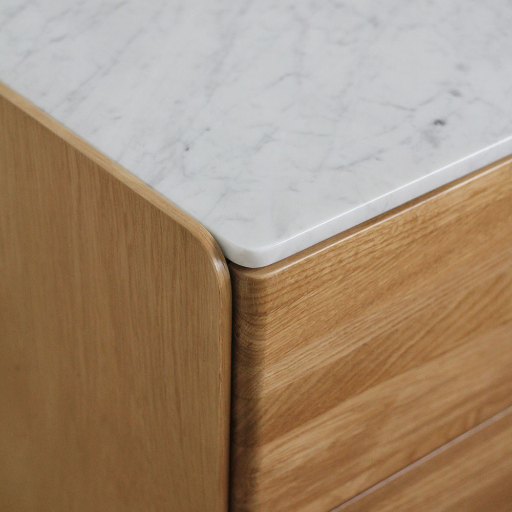 Carter Oak Bedside Table- Marble top