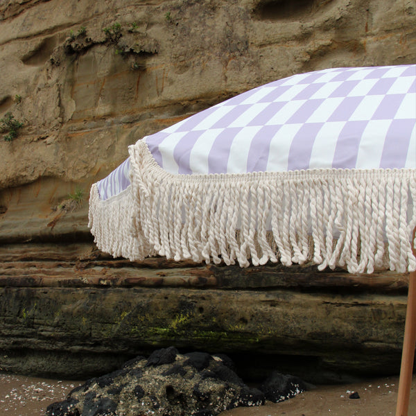 Checker Beach Umbrella - Orchid