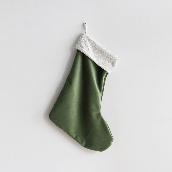 Velvet Christmas Stocking - Sage