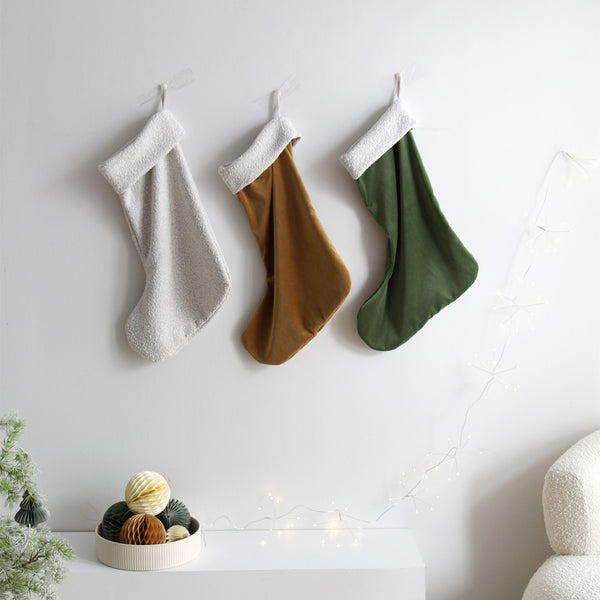 Velvet Christmas Stocking - Caramel