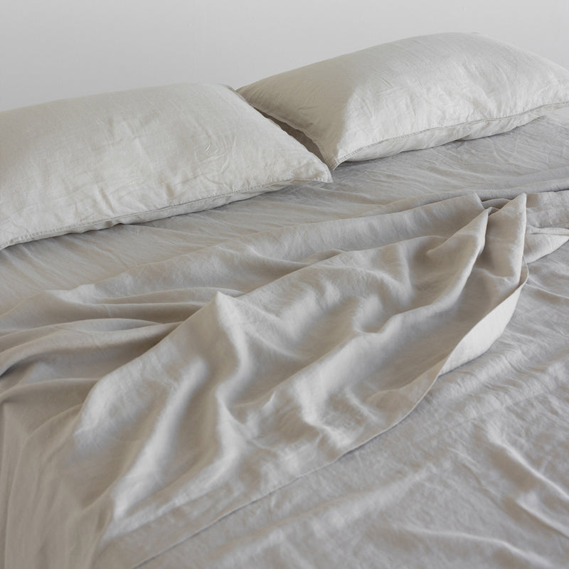 A&C Flax Linen Flat Sheet - Dove