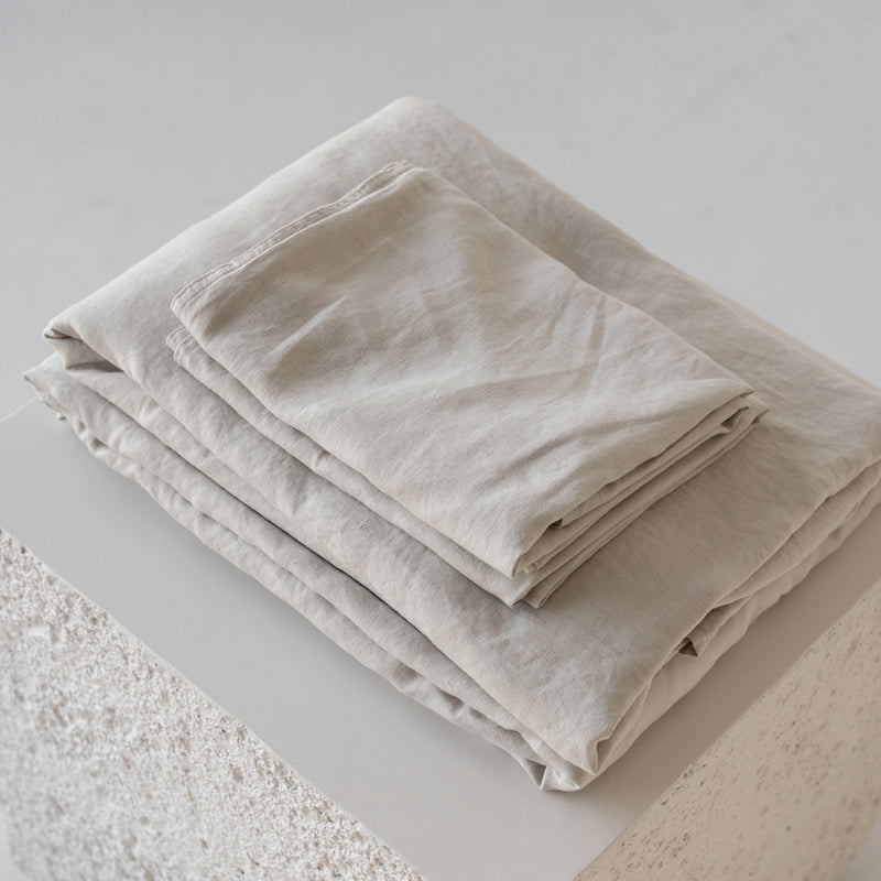A&C Flax Linen Fitted Sheet - Dove