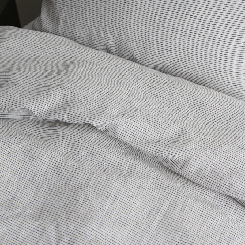 Linen Duvet Set - Pinstripe, King Single