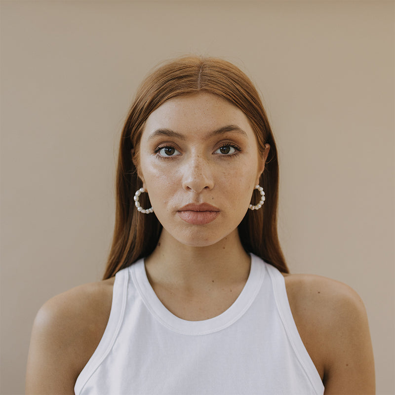 Freshwater Pearl Hoop Earrings - Large