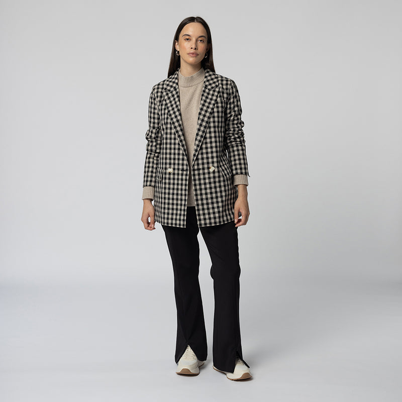 Isla Gingham Blazer - Black & Natural