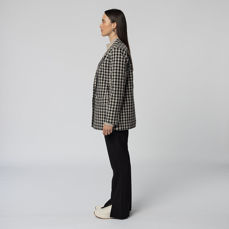 Isla Gingham Blazer - Black & Natural