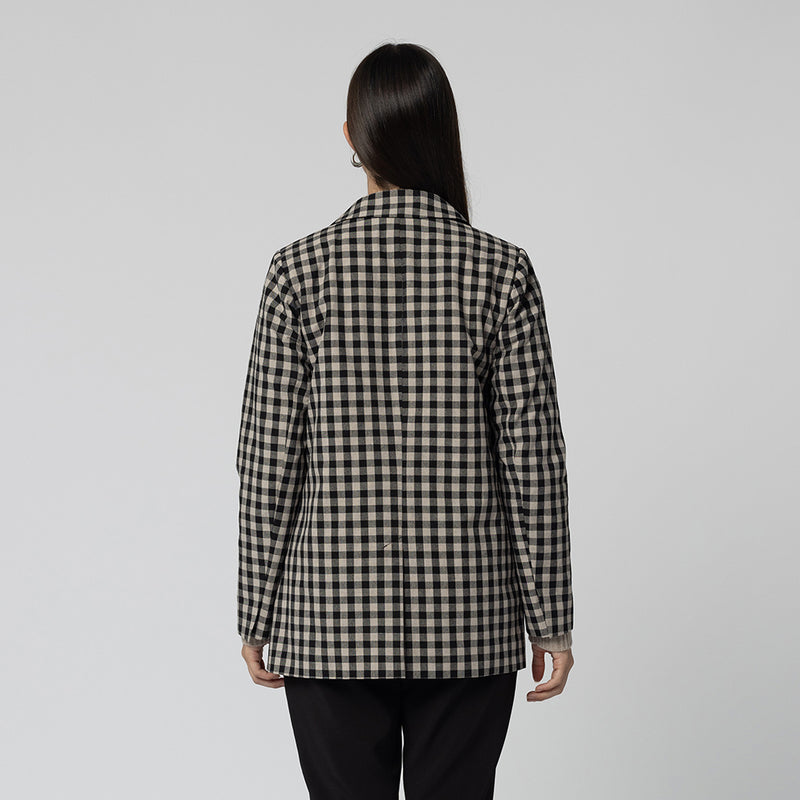 Isla Gingham Blazer - Black & Natural