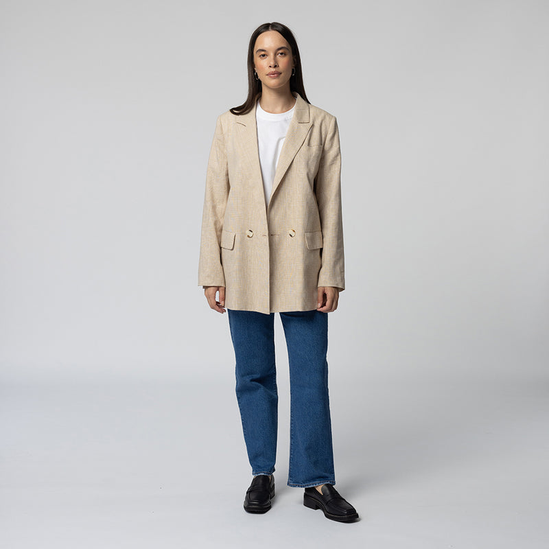 Isla Plaid Blazer - Tan