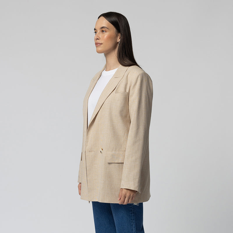 Isla Plaid Blazer - Tan