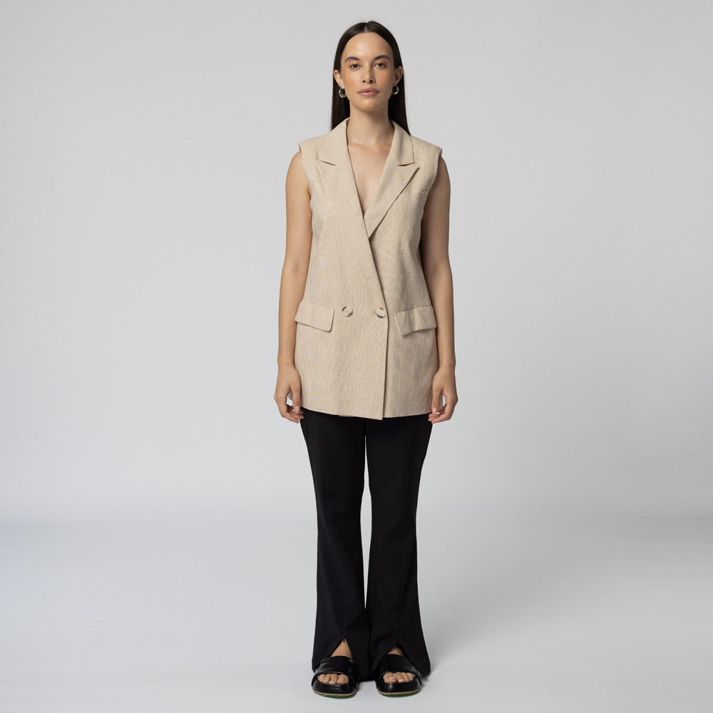 Isla Plaid Waistcoat - Tan