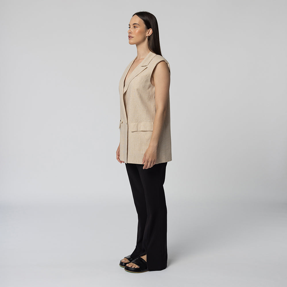 Isla Plaid Waistcoat - Tan