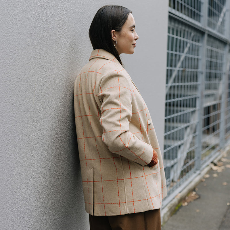 Kim Check Blazer - Tan Check