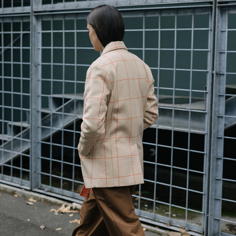 Kim Check Blazer - Tan Check