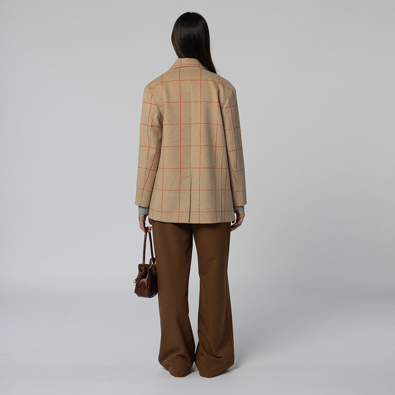 Kim Check Blazer - Tan Check