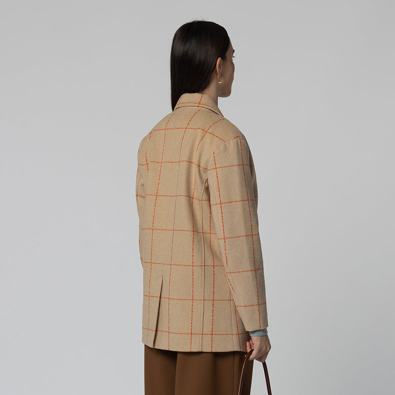 Kim Check Blazer - Tan Check